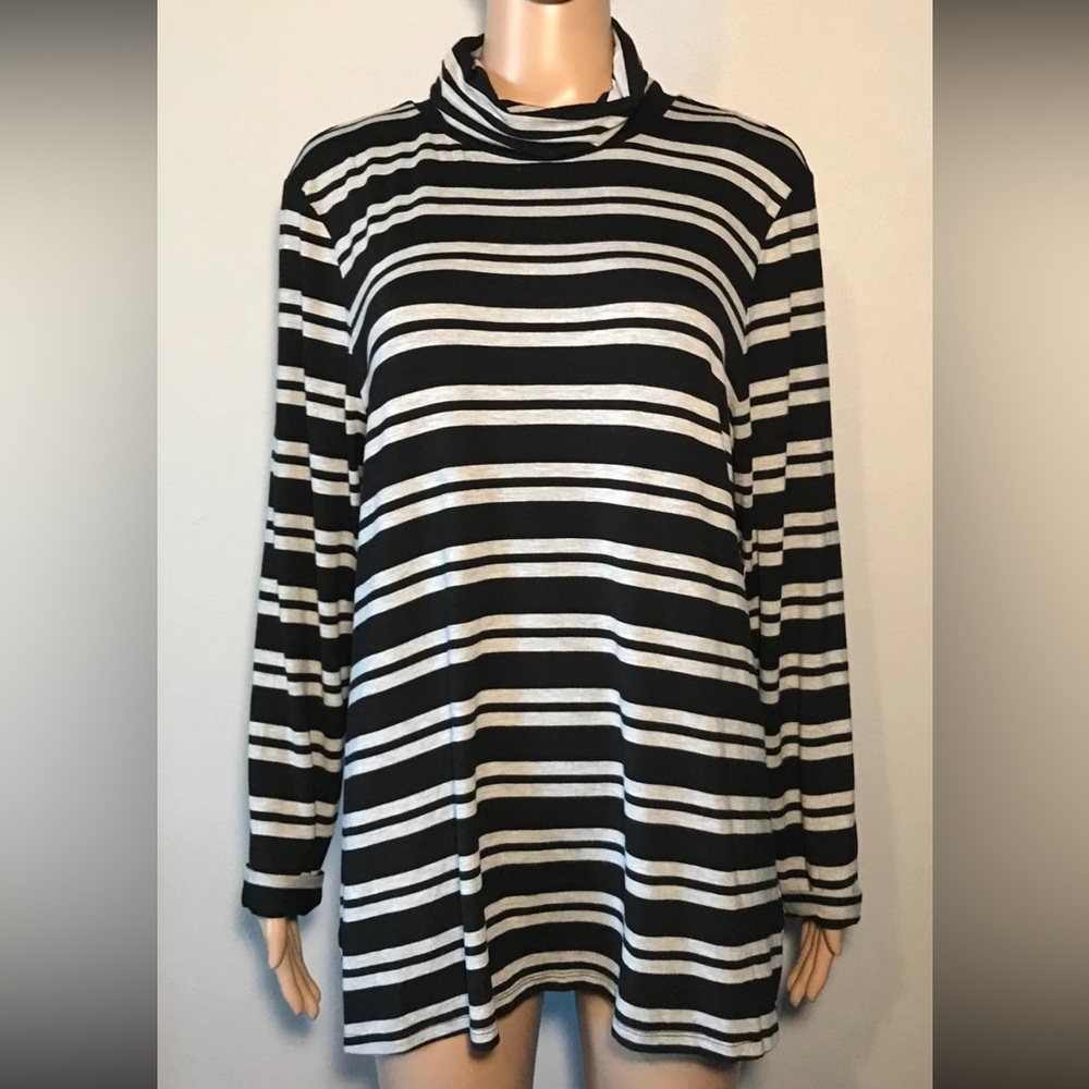 NWT G.H. Bass & Co Women's Blouse SizeXL Striped Pullover Turtleneck Long Sleeve